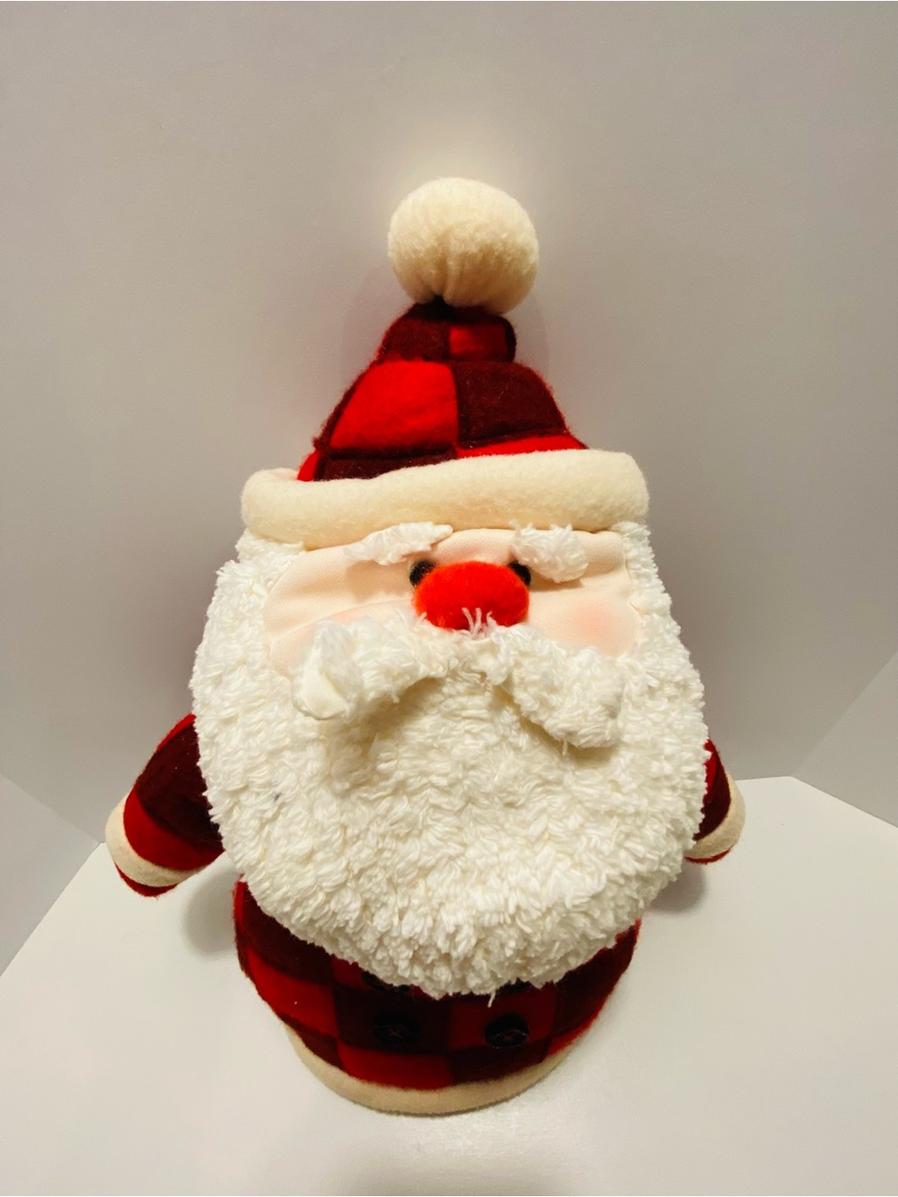 Plush Santa Holiday Accent - Red and White Festive Decor. VINTAGE